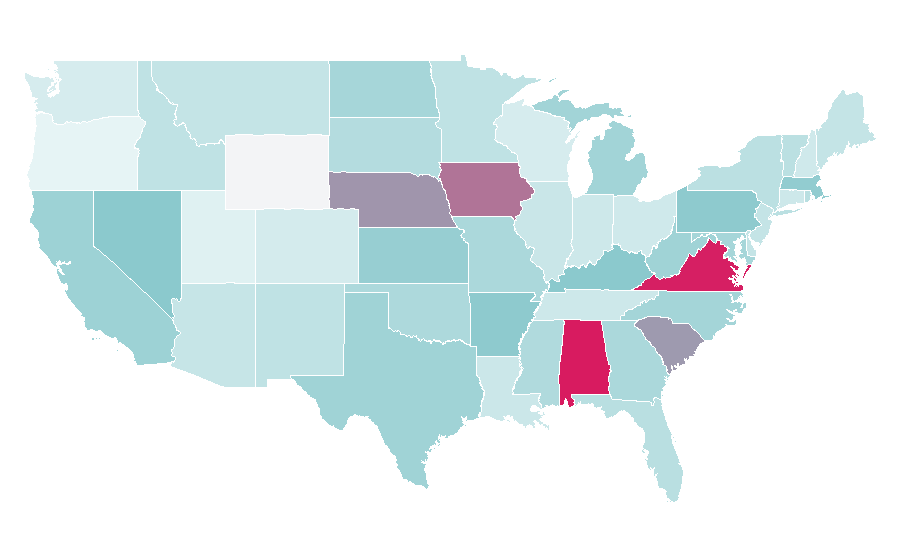 Afinidad por región — Mass media, Estados Unidos