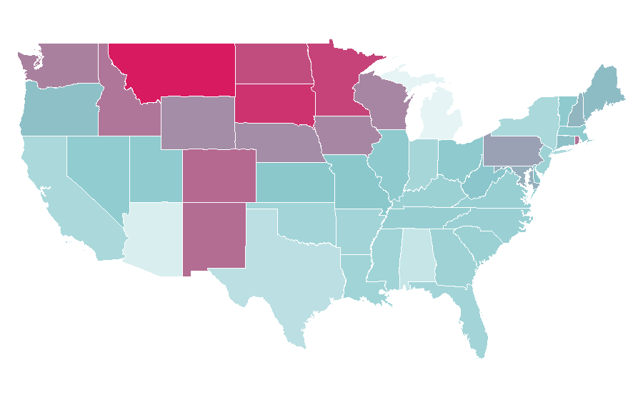Affinity by region — Master of Science in Nursing, United States