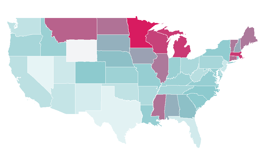 Affinity by region — Mattress pad, United States