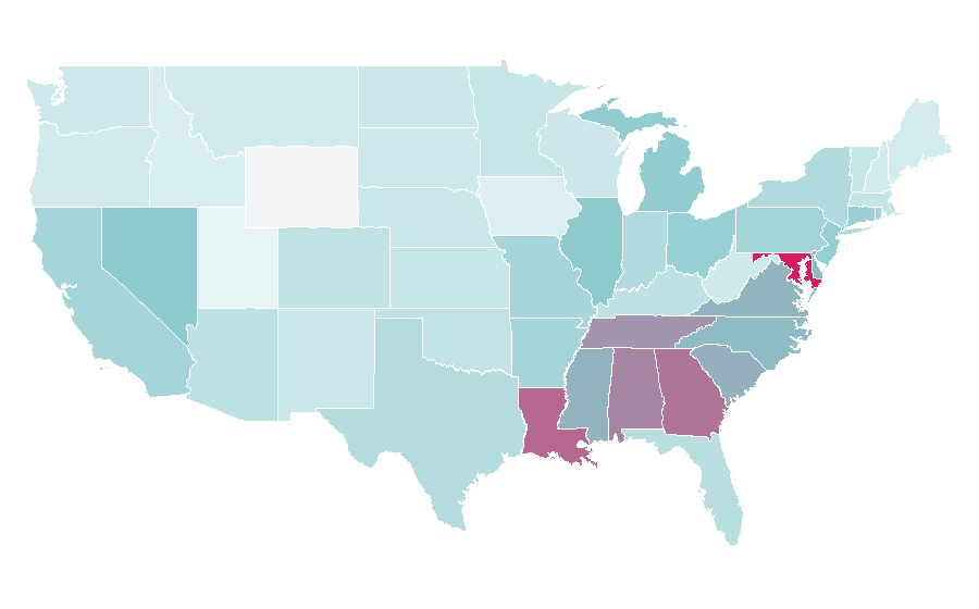 Affinity by region — Maurice White, United States
