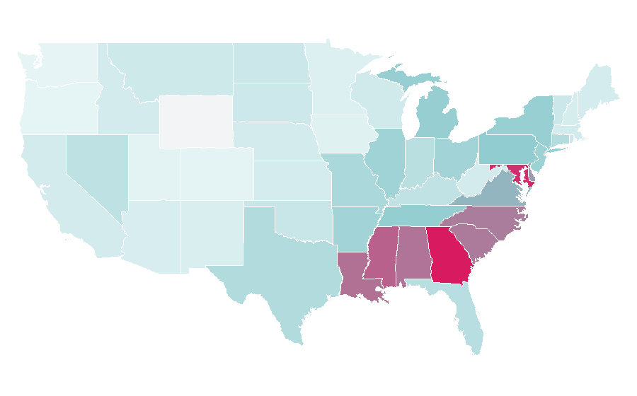 Affinity by region — MC Lyte, United States