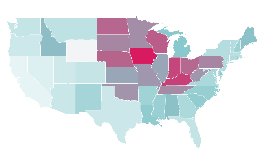 Affinity by region — Me-TV, United States
