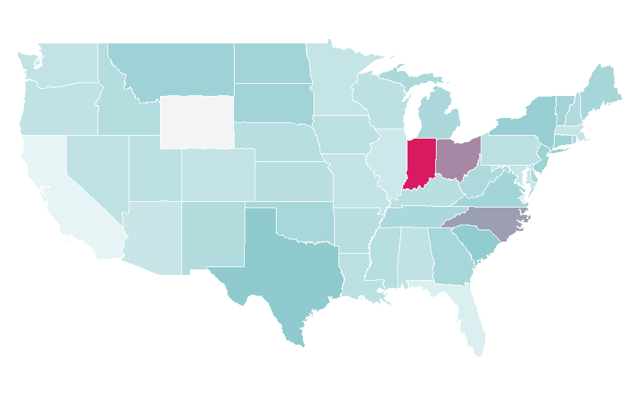 Affinity by region — Mechanical engineering technology, United States