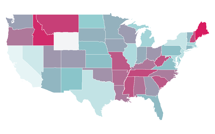 Affinity by region — Mediterranean diet, United States
