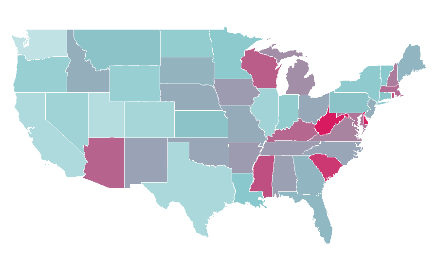 Affinität nach Region — Mega Millions, USA