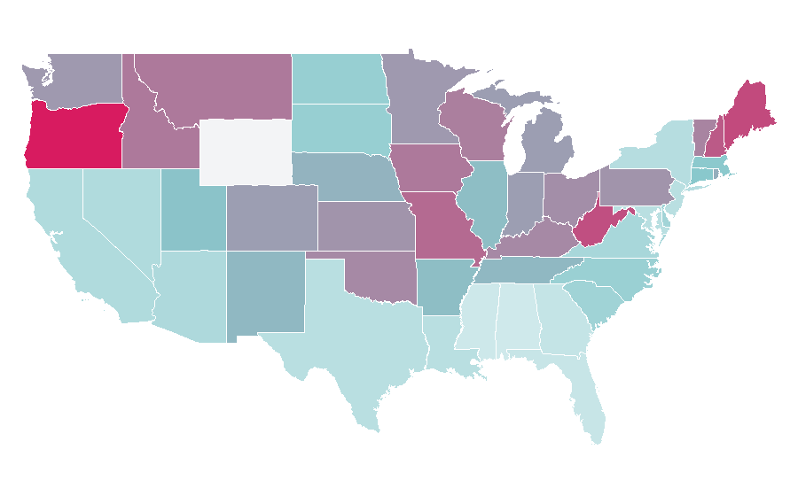 Affinity by region — Melanie Lynskey, United States