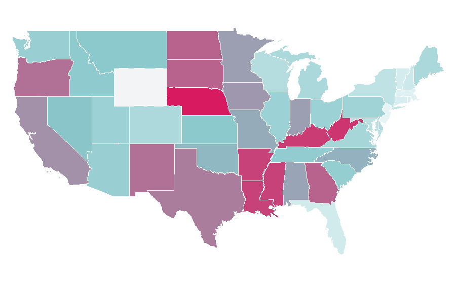 Affinity by region — meth., United States