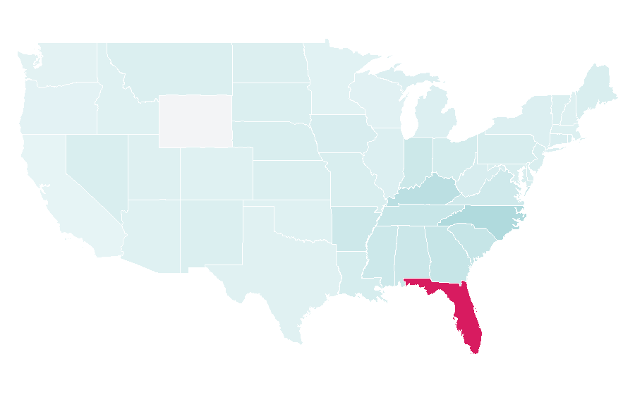 Affinity by region — Miami Hurricanes men's basketball, United States