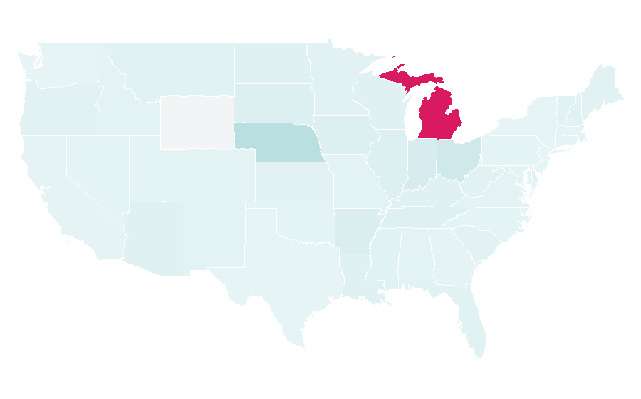 Affinity by region — Michigan Wolverines baseball, United States