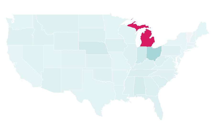 Affinity by region — Michigan Wolverines football, United States