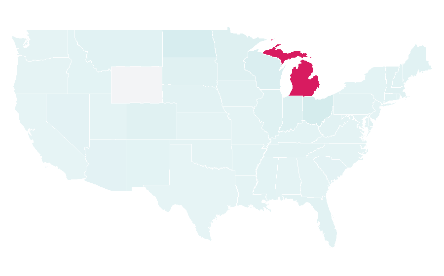 Affinity by region — Michigan Wolverines men's ice hockey, United States