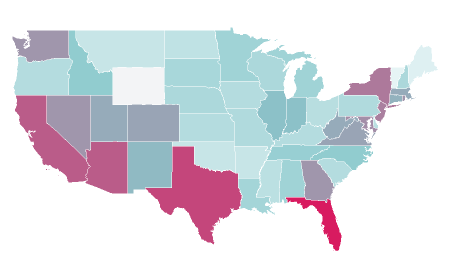 Affinité par région — Microblading, États-Unis