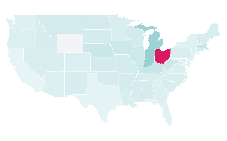 Affinity by region — Mid-American Conference, United States