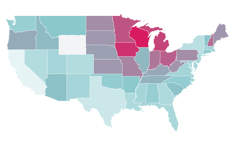 Affinity by region — Mike Holmes, United States
