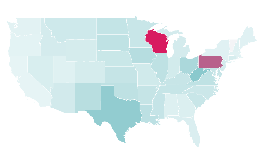 Affinity by region — Mike McCarthy (American football), United States