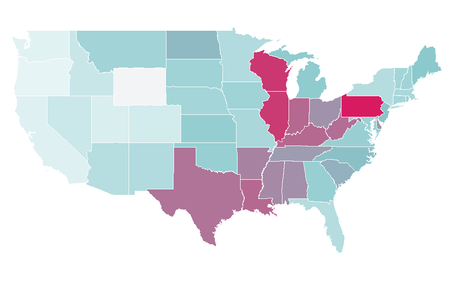 Affinity by region — Miller Lite, United States