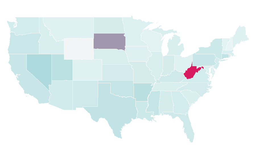 Affinity by region — Mina (singer), United States