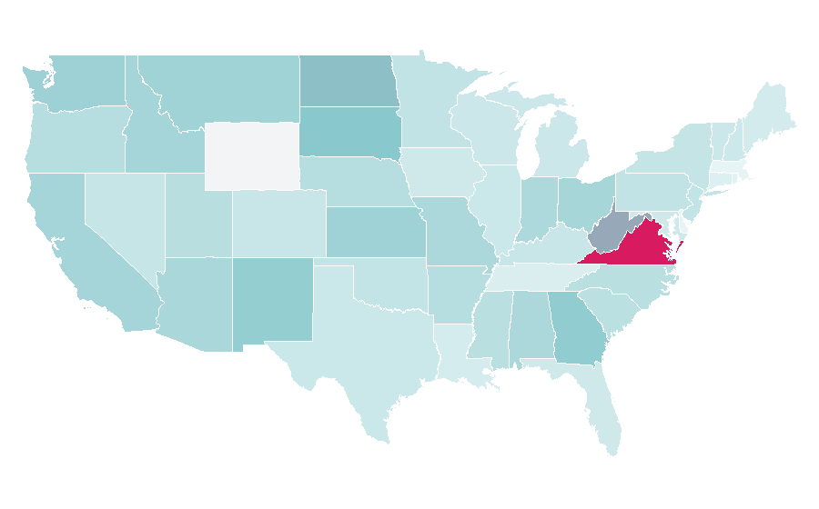 Affinität nach Region — Mineral, USA