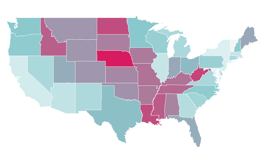 Affinity by region — Miniature Australian Shepherd, United States
