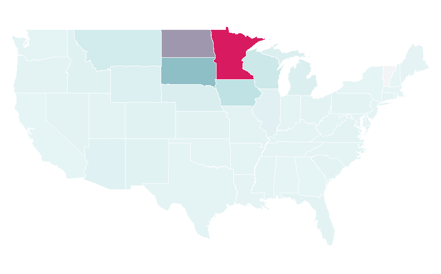 Affinité par région — Minnesota Vikings, États-Unis