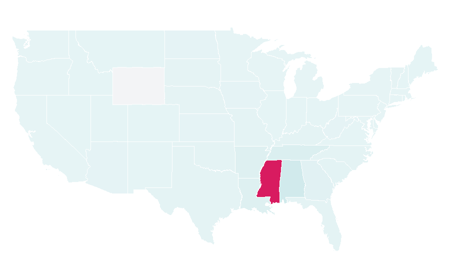Affinity by region — Mississippi State Bulldogs football, United States