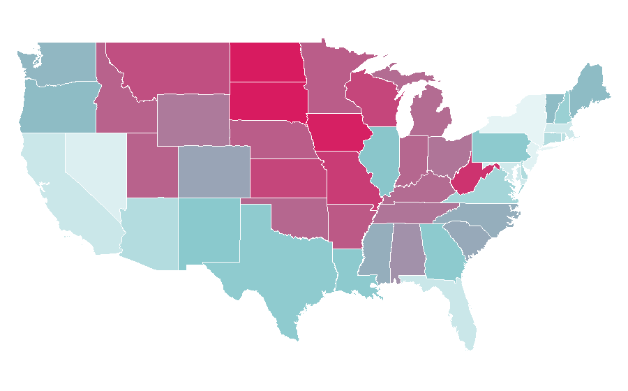 Affinity by region — Miter saw, United States