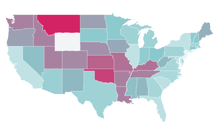 Affinity by region — Mixed martial arts weight classes, United States