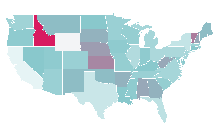 Affinity by region — Mixed-sex education, United States