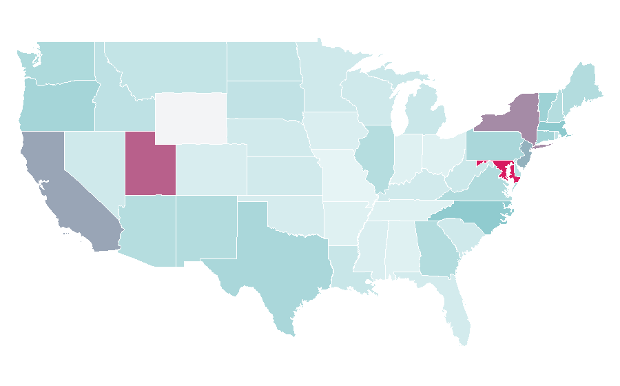 Afinidad por región — Modern dance, Estados Unidos