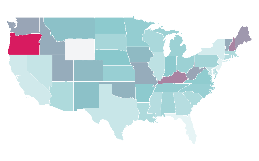 Affinity by region — Modern paganism, United States
