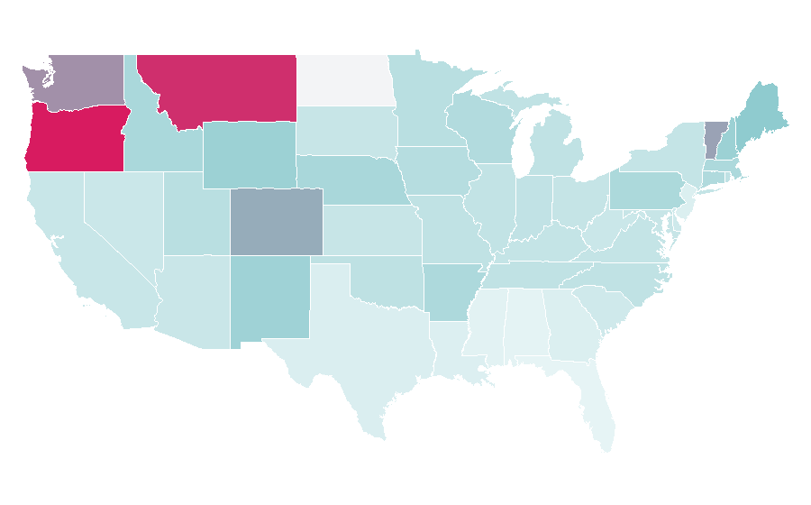 Affinity by region — Modest Mouse, United States
