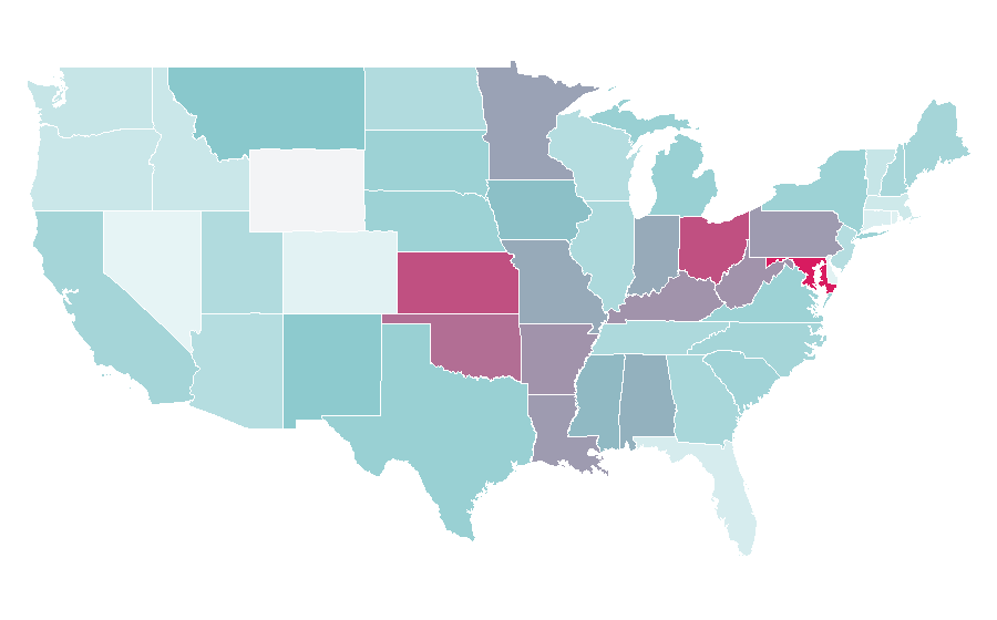 Affinity by region — Mom (TV series), United States