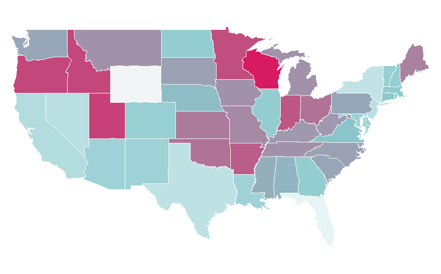 Affinity by region — Monk (TV series), United States