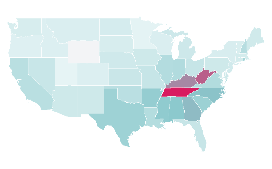 Affinity by region — Moonshiners, United States