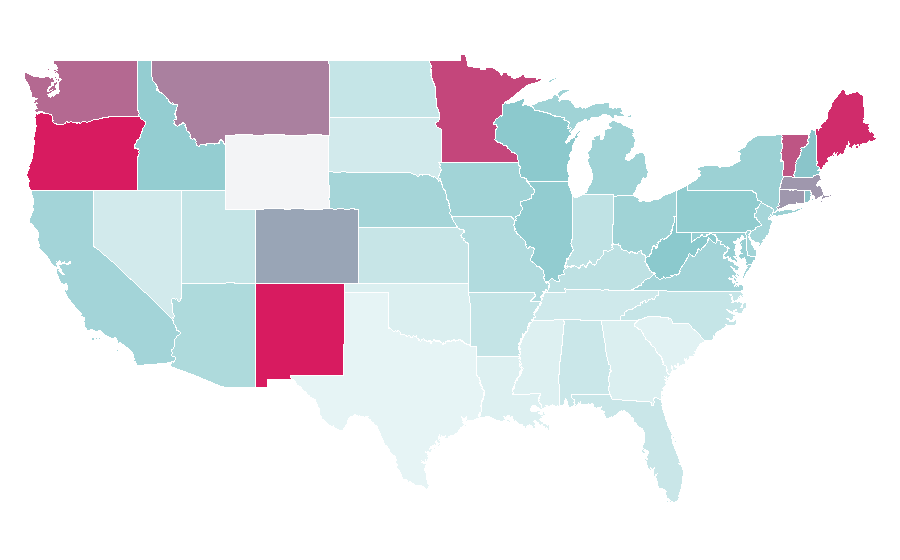 Affinity by region — Mother Jones (magazine), United States