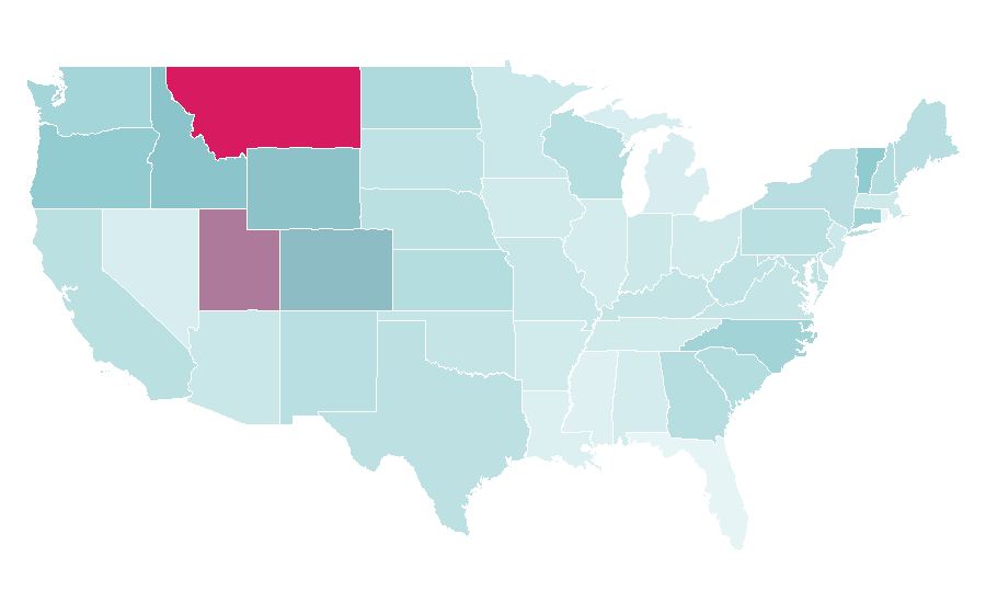 Afinidade por região — Mountains, Estados Unidos