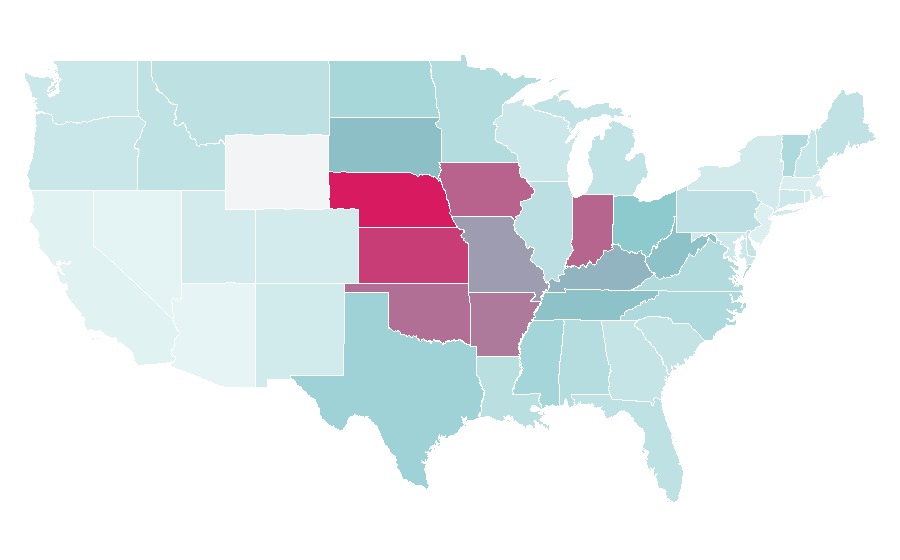 Affinité par région — Mower, États-Unis