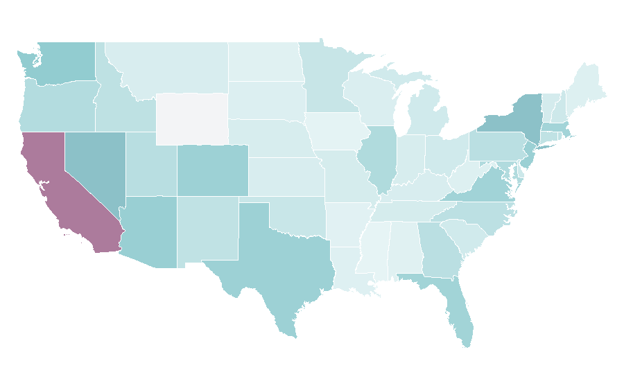 Affinity by region — Muay Thai, United States