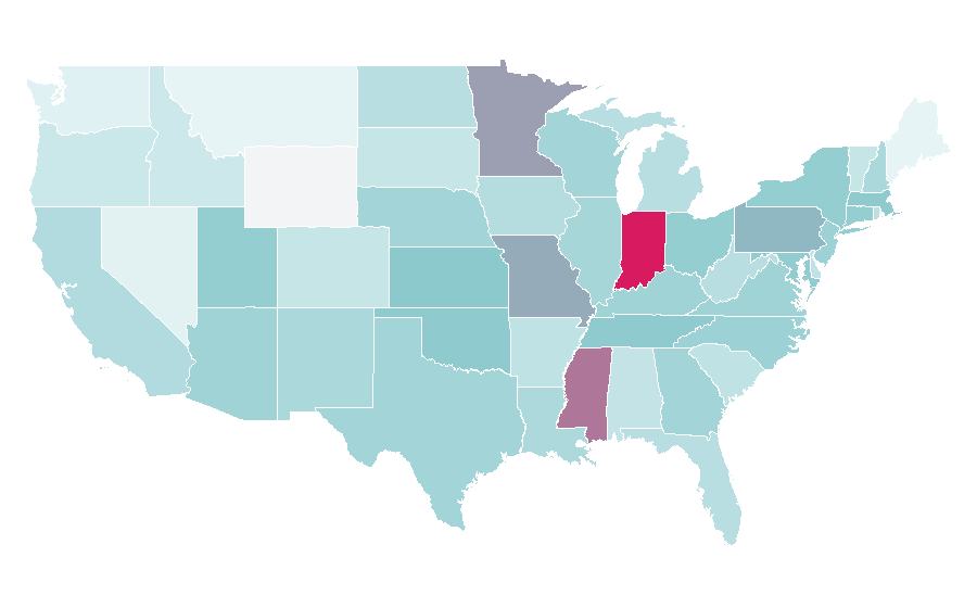 Affinity by region — Music therapy, United States