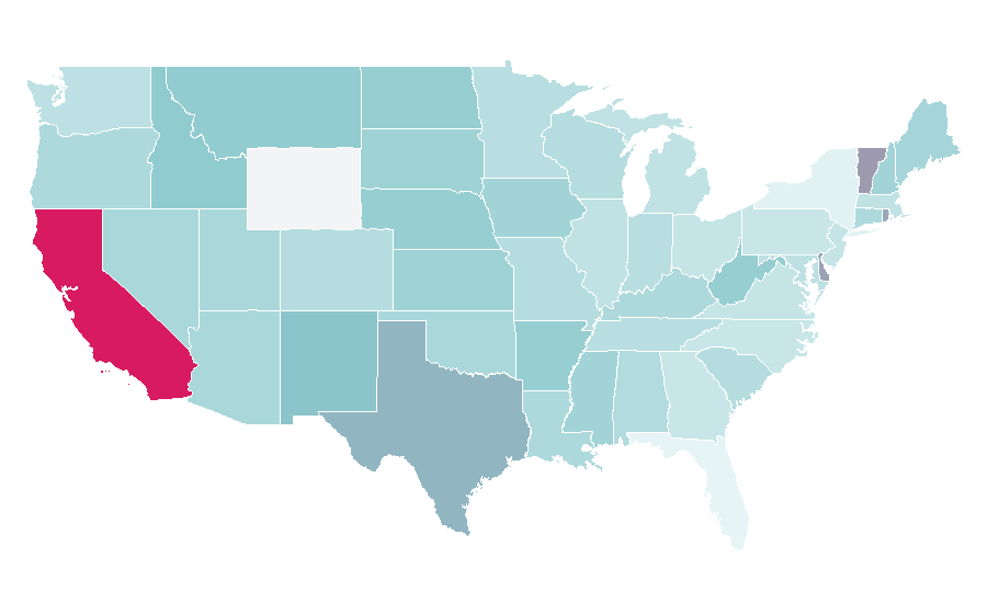 Affinity by region — narco corridos, United States