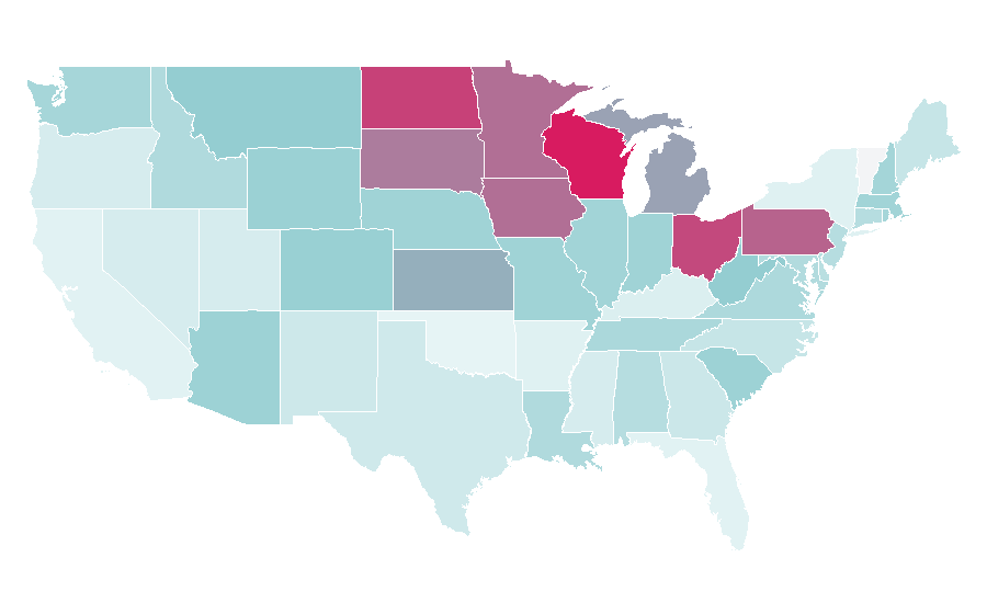 Affinity by region — National Football League draft, United States