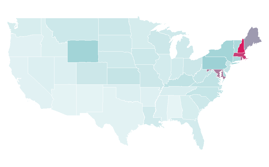 Affinity by region — National Football League Most Valuable Player Award, United States