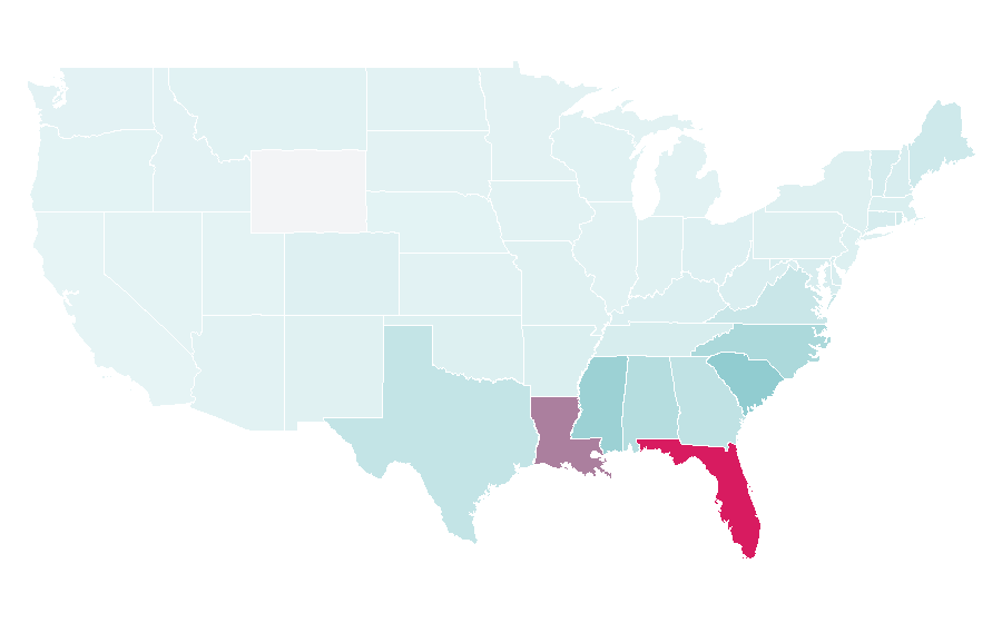 Affinity by region — National Hurricane Center, United States