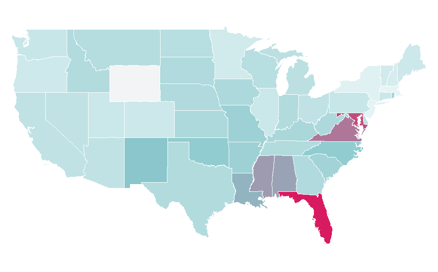 Afinidad por región — National security, Estados Unidos