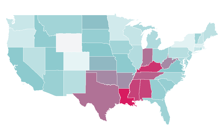 Affinity by region — Nativity of Jesus, United States
