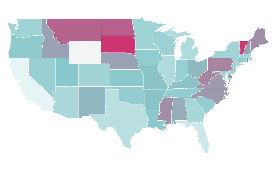 Affinity by region — Natural childbirth, United States