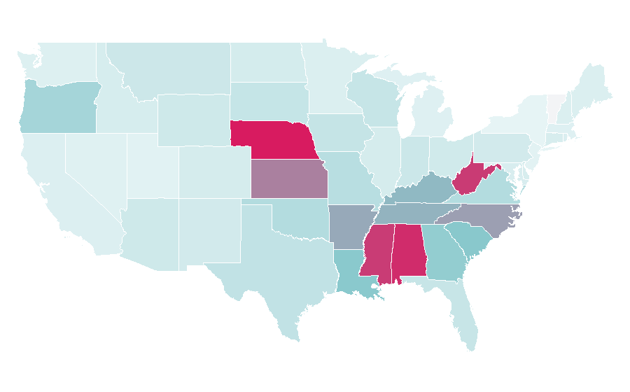 Affinity by region — NCAA Division I Baseball Championship, United States
