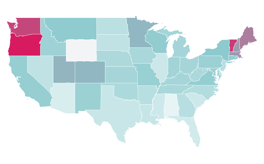 Affinity by region — Neil Gaiman, United States