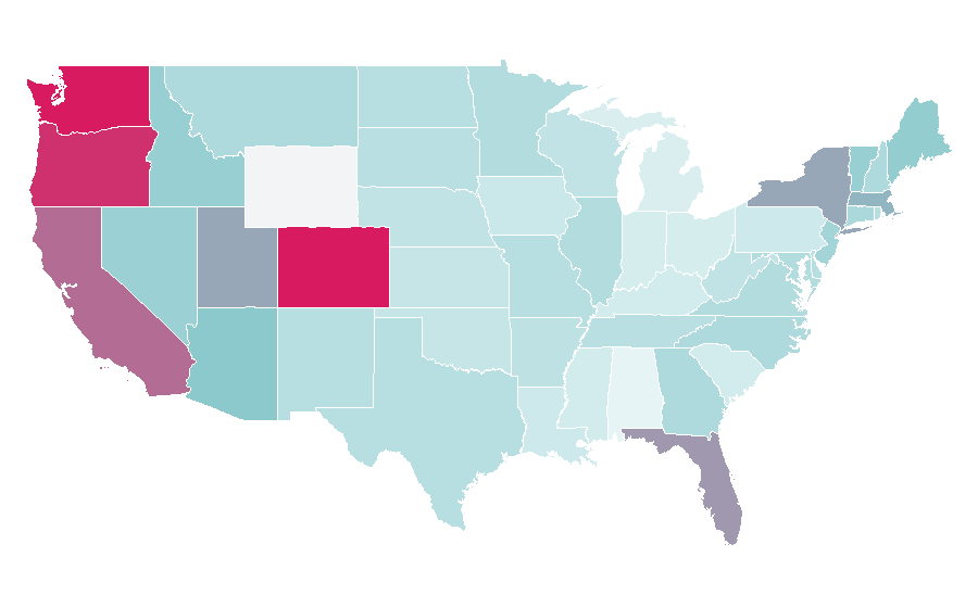 Affinity by region — Neuro-linguistic programming, United States