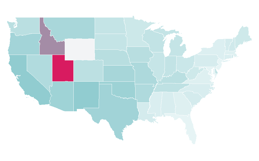 Affinity by region — Never Been Kissed, United States